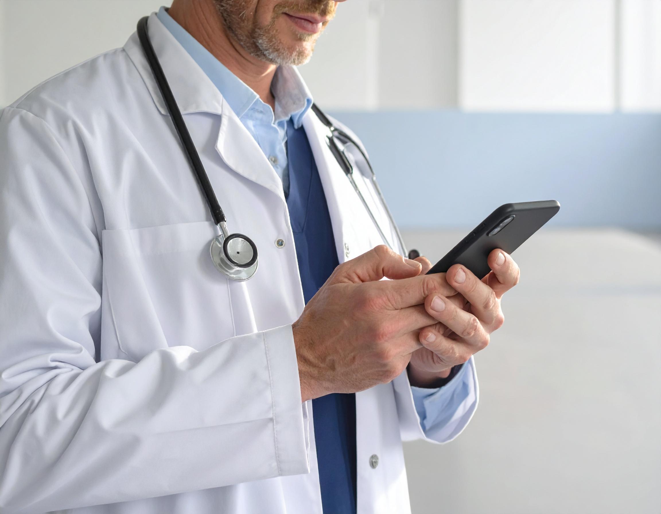 Doctor consulting their calendar on a smartphone